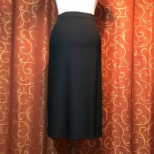 Classic black rayon polyester smooth waisted skirt